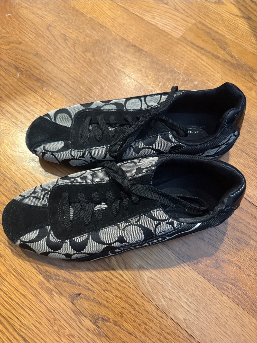 Coach Signature Canvas Lace-Up Sneakers in Black and Gray